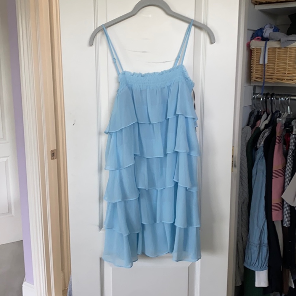 Light blue tiered ruffle lovers and friends dress